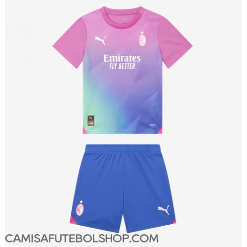 Camisa de time de futebol AC Milan Replicas 3º Equipamento Infantil 2023-24 Manga Curta (+ Calças curtas)